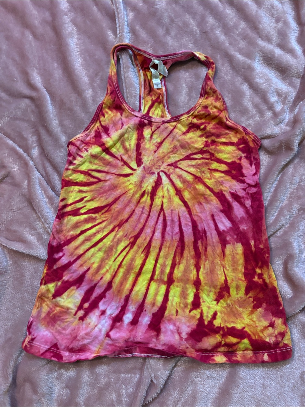 Bella Canvas Tie-Dye Racerback Tank - Pink & Yellow